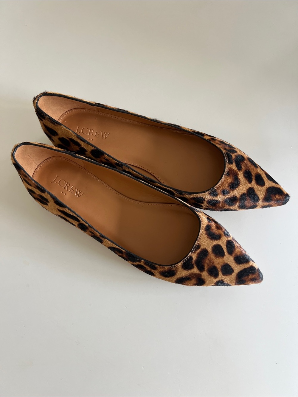 J. Crew Leopard-Print Pointed Toe Flats in Brown and Black Size 8.5